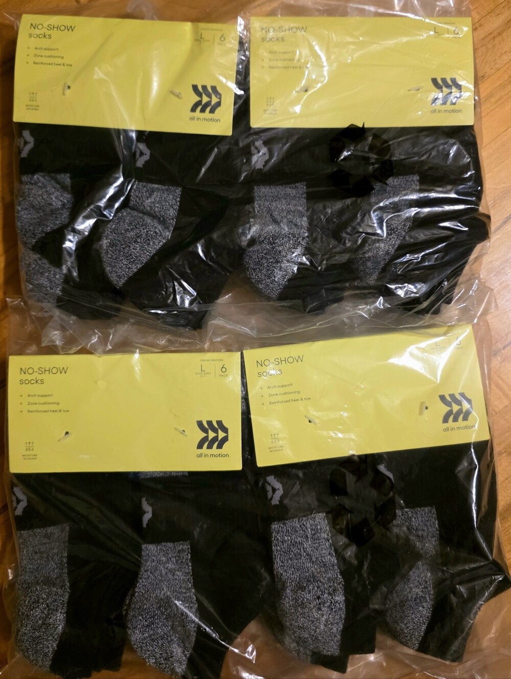 All In Motion Black No-Show Kids Athletic Socks - 4 Packs
